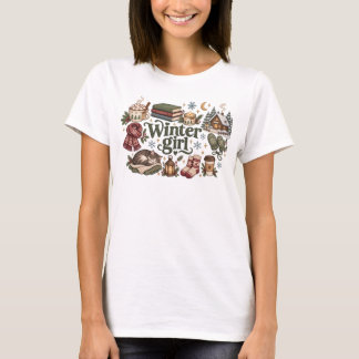 Cosy Winter Girl Aesthetic Cute Cottagecore Appare T-Shirt