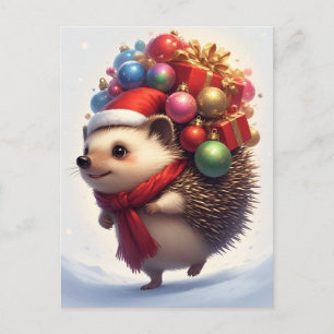 ❄️ Cosy Winter Hedgehog Cheer 🎄 Cute Christmas Postcard