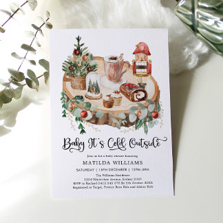 Cosy Winter Holiday Its Cold Outside Baby Shower Invitation