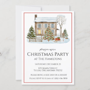 Cosy Winter Home Christmas Party Invitation