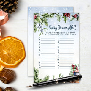 Cosy Winter Hot Cocoa Snowly Baby Shower ABC game