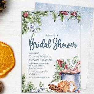 Cosy Winter Hot Cocoa Snowly Bridal Shower Invitation