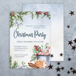 Cosy Winter Hot Cocoa Snowly Christmas Party Invitation