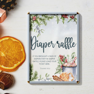 Cosy Winter Hot Cocoa Snowly diaper raffle Poster