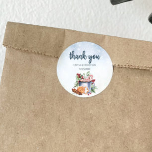 Cosy Winter Hot Cocoa Snowly Thank you Classic Round Sticker