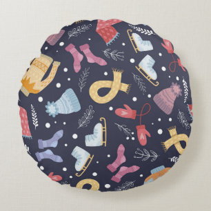 Cosy Winter Knitted Seamless Vintage Round Cushion
