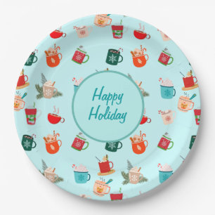 Cosy winter latte hot chocolate festive holiday  paper plate
