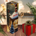 Cosy Winter Love Joy Festive Christmas Wine Box<br><div class="desc">Wine gift box featuring a cosy warm home with pine trees outside. Beautiful for Christmas and customisable for other winter celebrations.</div>
