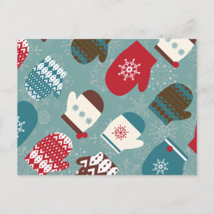 Cosy Winter Mittens Christmas Holiday Postcard