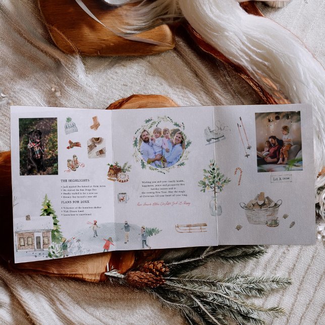 Cosy Winter Moments | Christmas Family Photos Tri-Fold Invitation (Creator Uploaded)
