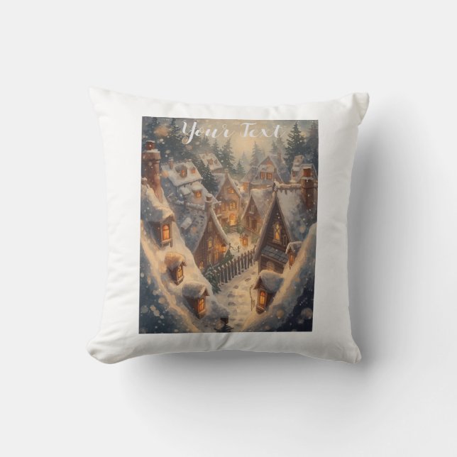 Cosy Winter Mountain Scene Throw Pillow - 16" x 16 (Front)