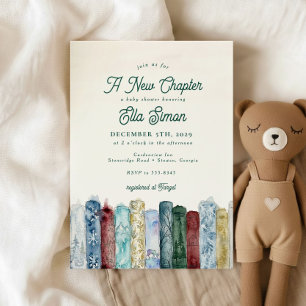 Cosy Winter New Chapter Book Baby Shower Invitation