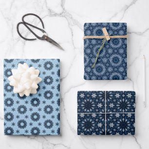 Cosy Winter Nordic Sweater Pattern with Blue Wrapping Paper Sheet