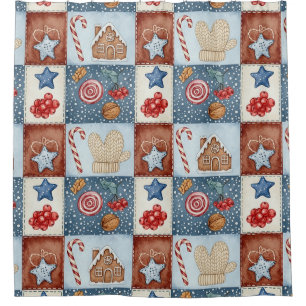 Cosy Winter Patchwork Christmas Shower Curtain