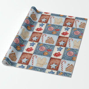 Cosy Winter Patchwork Christmas Wrapping Paper