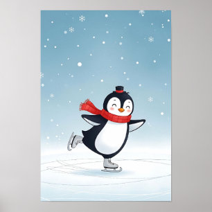 Cosy Winter Penguin Nursery Art Poster