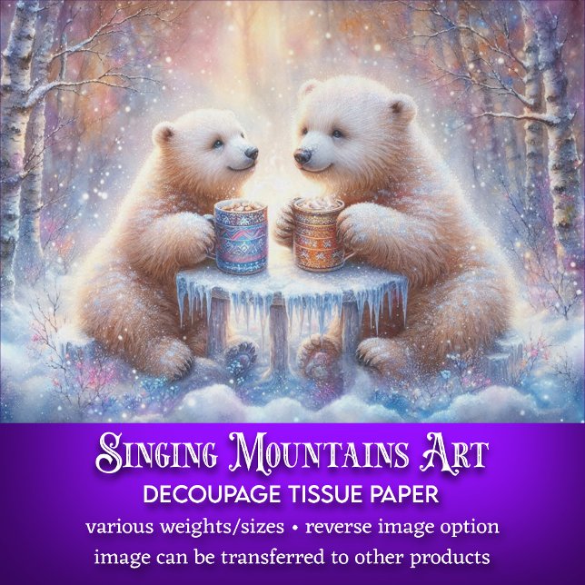 Cosy Winter Polar Bears With Hot Cocoa Decoupage Tissue Paper (Creator Uploaded)