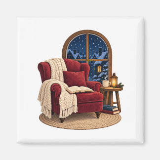 Cosy Winter Reading Nook Magnet