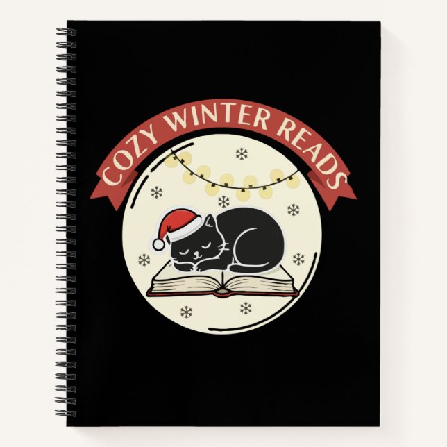 Cosy Winter Reads Cute Christmas Cat Book Lover  (Front)
