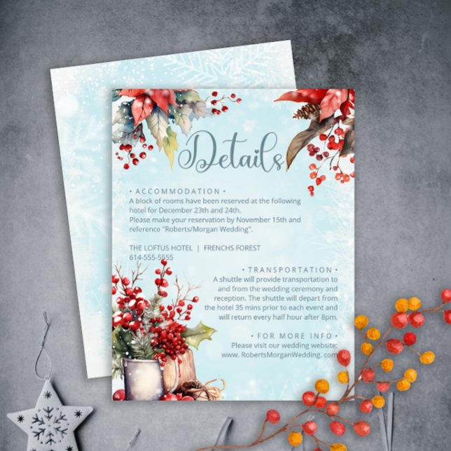 Cosy Winter Rowan berry bouquet Wedding Details Enclosure Card (Creator Uploaded)