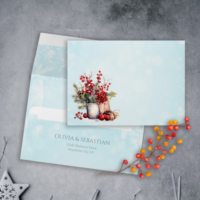 Cosy Winter Rowan berry bouquet Wedding Envelope (Creator Uploaded)