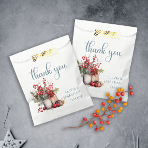 Cosy Winter Rowan berry bouquet Wedding Favour Bags