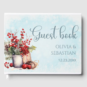 Cosy Winter Rowan berry bouquet Wedding Guest Book