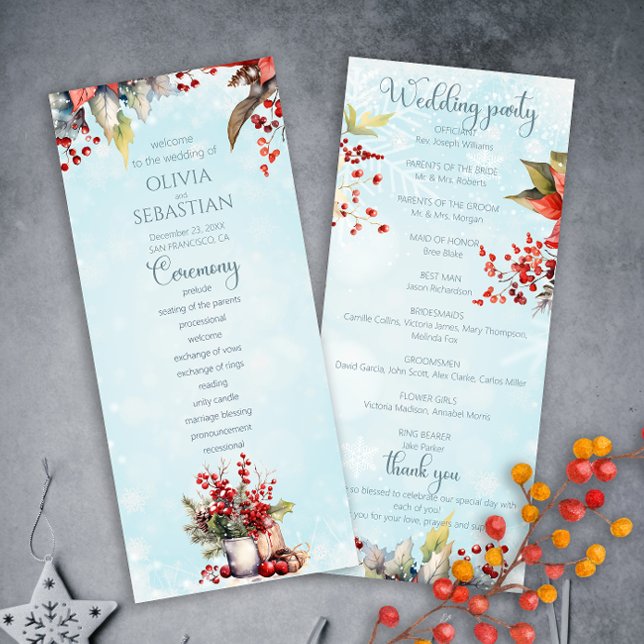 Cosy Winter Rowan berry bouquet Wedding Programme (Creator Uploaded)