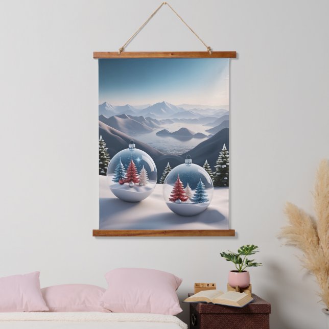 Cosy Winter Snow Globe Scene Hanging Tapestry (Bedroom)