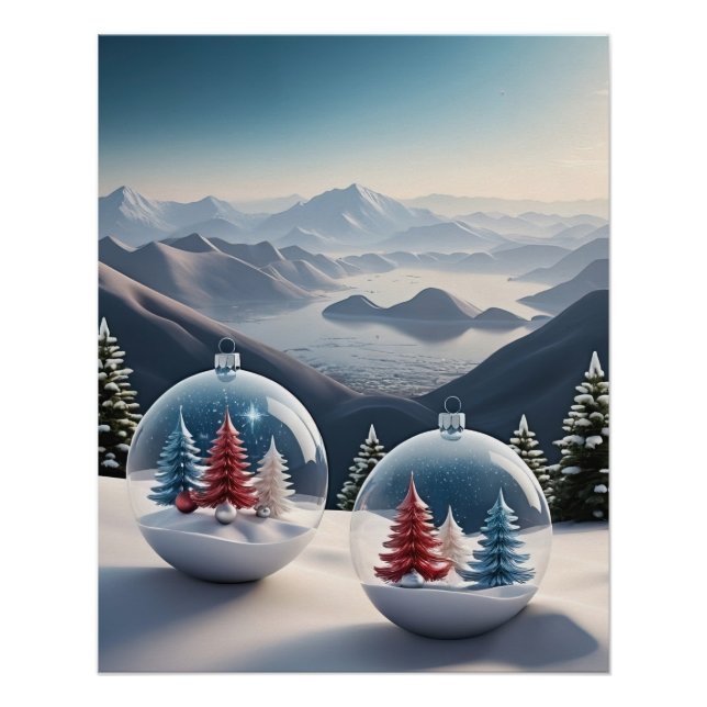 Cosy Winter Snow Globe Scene Poster (Front)