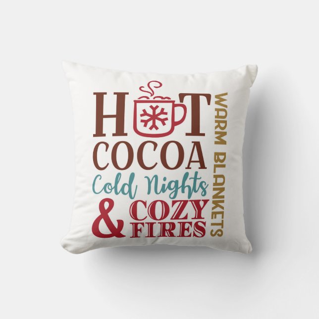 Cosy Winter Things Home Decor Throw Pillow (Front)