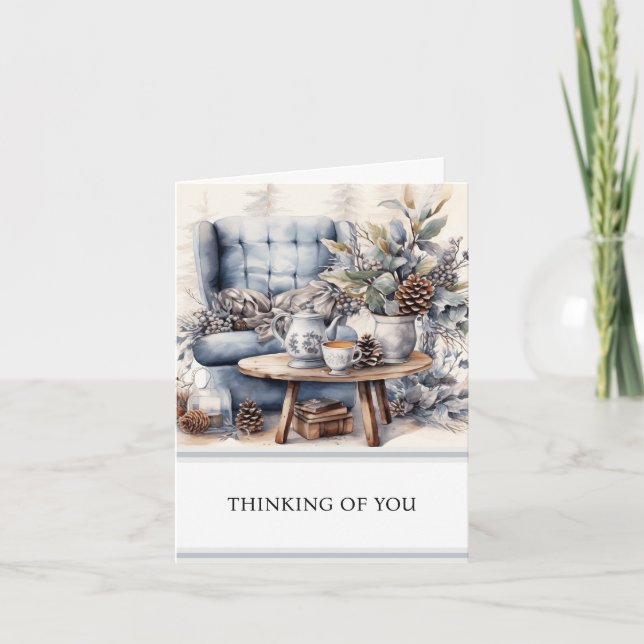 Cosy Winter Thinking of You Card | Customisable (Front)