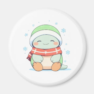 Cosy Winter Turtle with Scarf Kawaii Design Magnet