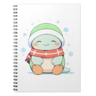 Cosy Winter Turtle with Scarf Kawaii Design Notebook