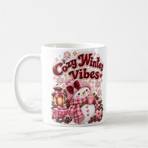 Cosy Winter Vibes Cute Coquette Snowman Custom Mug