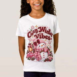Cosy Winter Vibes Cute Coquette Snowman Custom T-Shirt