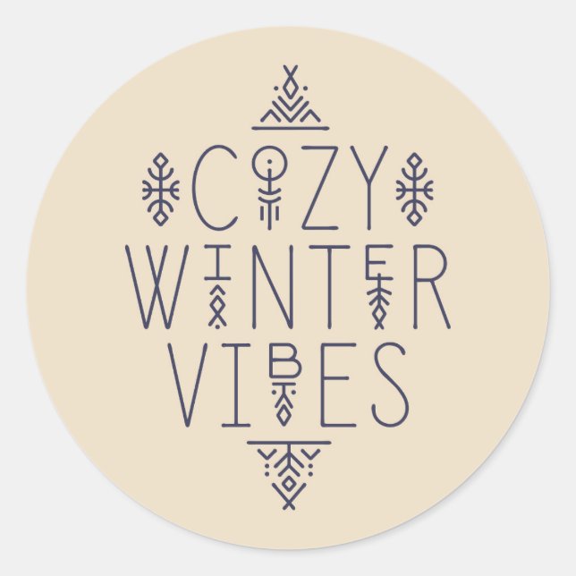 Cosy Winter Vibes Design Classic Round Sticker (Front)