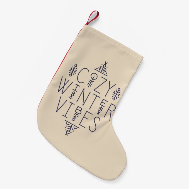 Cosy Winter Vibes Design Small Christmas Stocking (Front (Hanging))