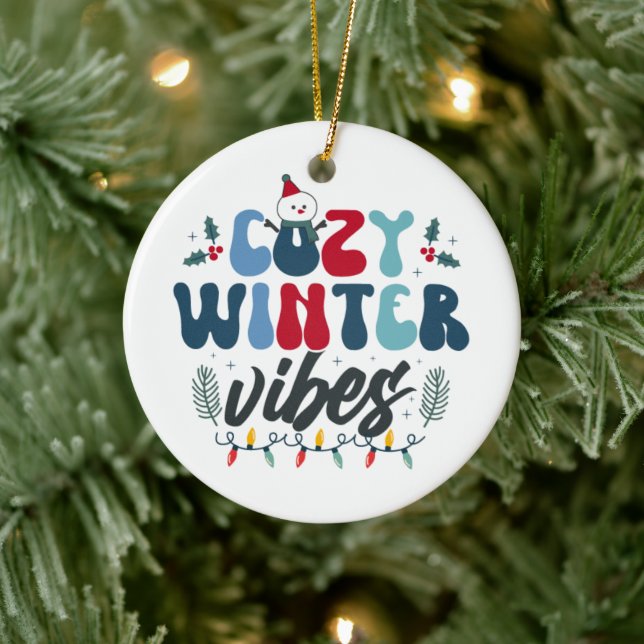 Cosy Winter Vibes Photo Christmas Ceramic Tree Decoration (Tree)