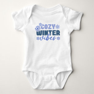 Cosy Winter Vibes - Snowflake Typography Baby Bodysuit