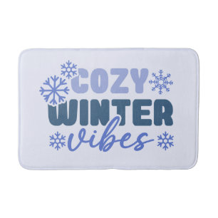 Cosy Winter Vibes - Snowflake Typography Bath Mat