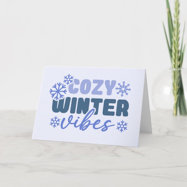 Cosy Winter Vibes - Snowflake Typography Card (Front)