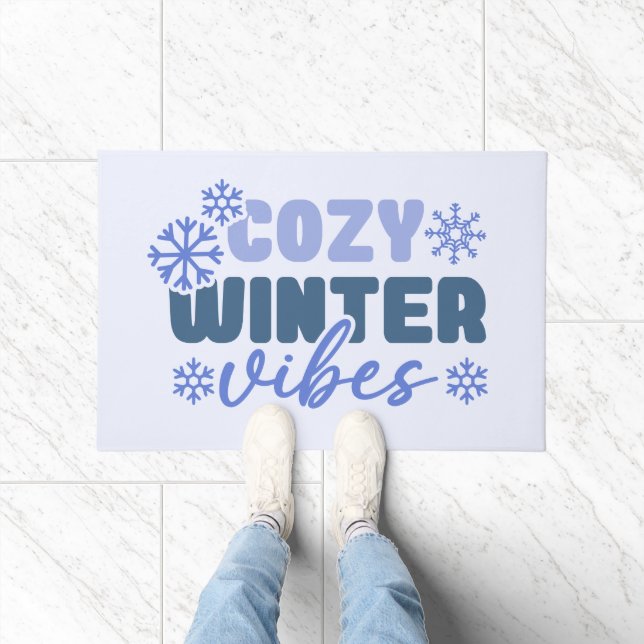 Cosy Winter Vibes - Snowflake Typography Doormat (Indoor)