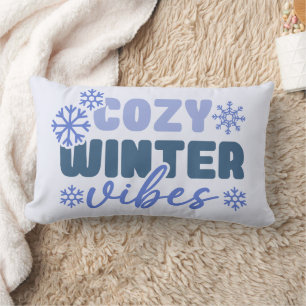 Cosy Winter Vibes - Snowflake Typography Lumbar Cushion