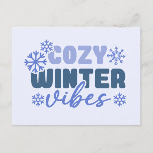 Cosy Winter Vibes - Snowflake Typography Postcard