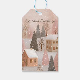 Cosy Winter Village Blush Pink Christmas Gift Tags