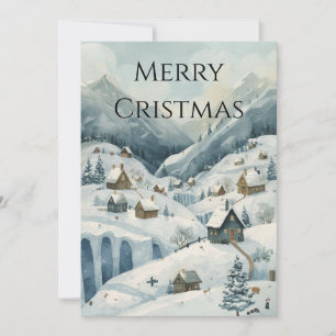 "Cosy Winter Village Christmas Flat Invitation" Invitation
