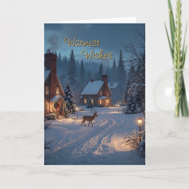 Cosy Winter Village Christmas Greeting Card (Front)