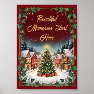 Cosy Winter Village Christmas Poster