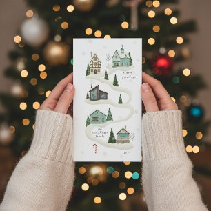 Cosy Winter Village Family Christmas Holiday Card